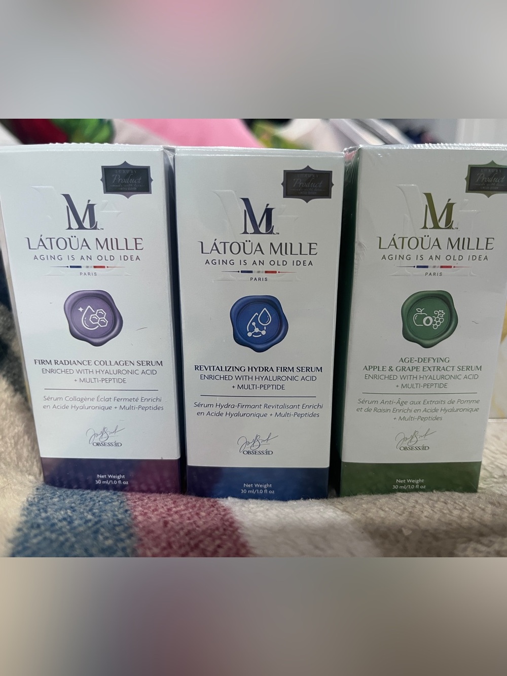 L'ATOUA MILLE Skincare Serums 30 ml ea: 3!! Collagen, Hyaluronic, Apple & Grape